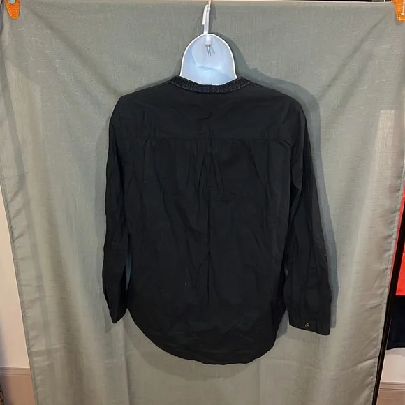 J Crew Embroidered Bib Peasant Top in Black, size 4 - Picture 10 of 11